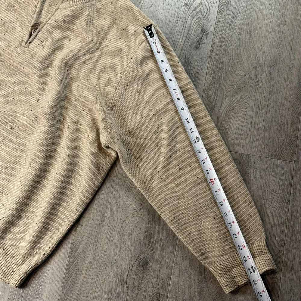 Jos. A. Bank Sweater Mens 2XL Beige‎ Lambswool 1/4 Zip Mock Neck Knit Pullover